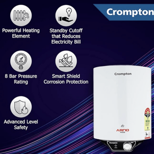 Crompton Arno Neo 6-L 5 Star Rated Storage Water Heater with Advanced 3 Level Safety (White) - Image 2